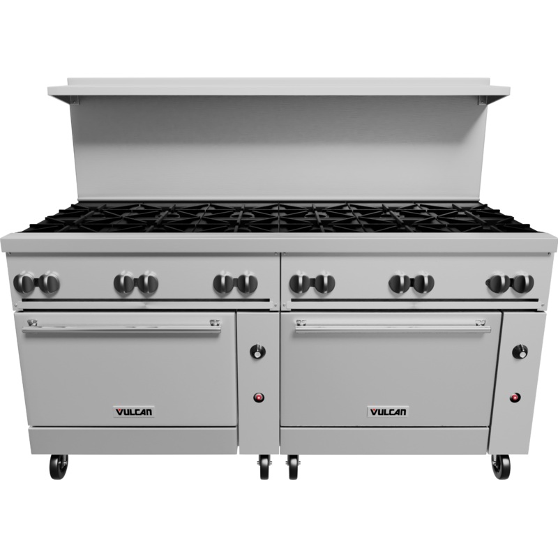 Vulcan 72SS-12B Endurance Liquid Propane Gas Range w/ 12 Burners & Two Standard Oven Bases 72" - 430,000 BTU