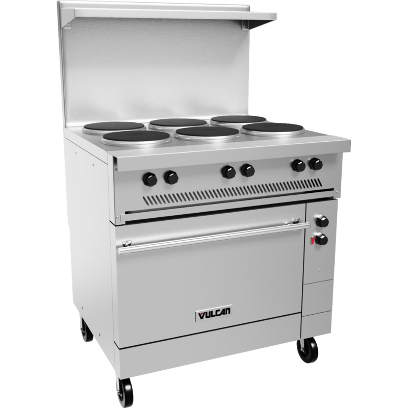 Vulcan EV36-S-6FP-480 Endurance Six French Plates 36" Range Elec w/ Oven Base - 480V, 17kW