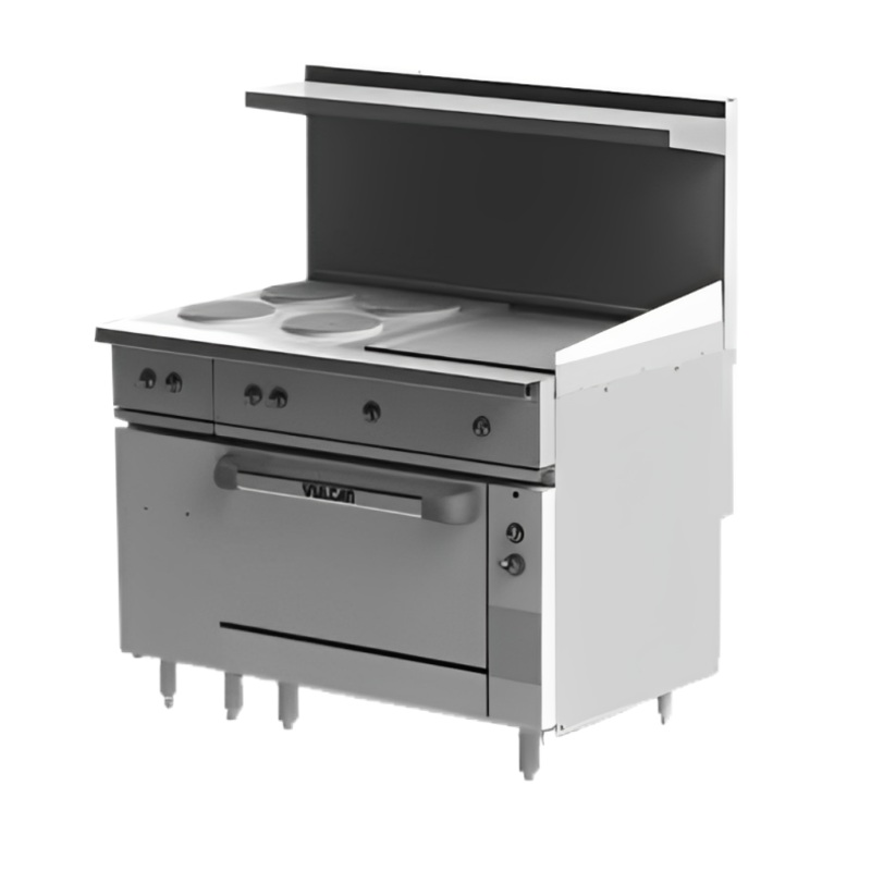 Vulcan EV48-S-4FP24G480 Endurance Electric Range with Four French Plates, 24" Griddle & Standard Oven Base 48" - 480V