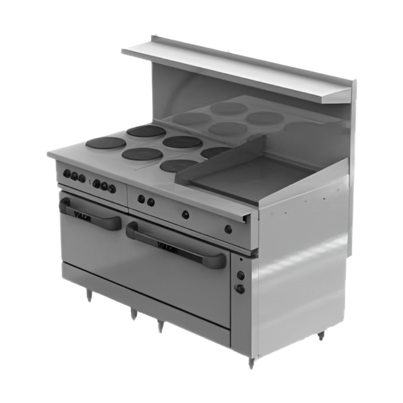 Vulcan EV60-SS6FP24G480 Endurance Electric Range Six French Plate w/ Griddle, One Oversized Oven & One Standard Oven 60" - 480V