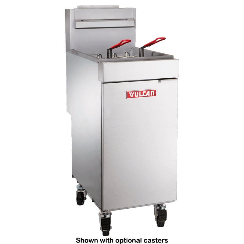 Vulcan LG300 Floor Model One Bank Natural Gas Fryer with Millivolt Thermostatic Controls 15-1/2" - Holds 35 to 40 lbs. - 90,000 BTU