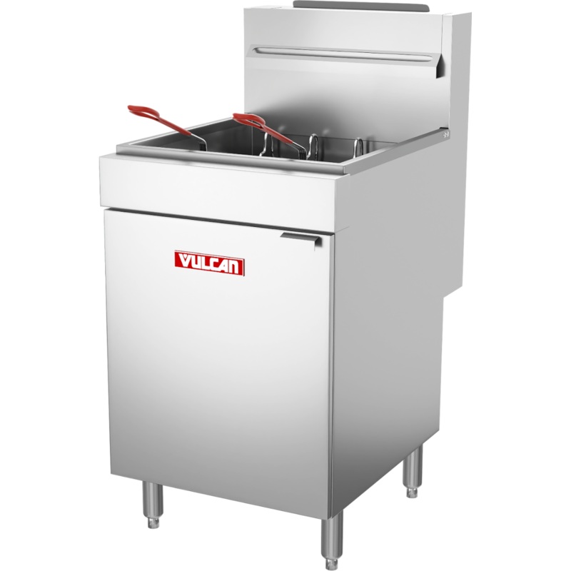 Vulcan LG500 Floor Model One Bank Natural Gas Fryer with Millivolt Thermostatic Controls 15-1/2" - Holds 65 to 70 lb. - 150,000 BTU