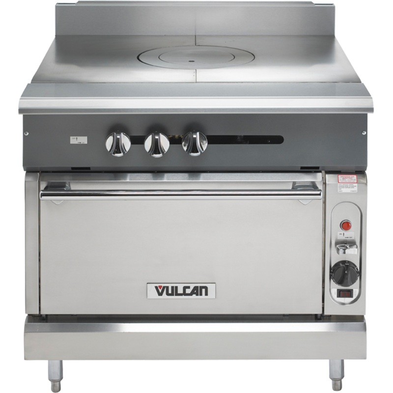 Vulcan V1FT36B V Series Heavy Duty Natural Gas Range French Top & Cabinet Base 36" - 45,000 BTU