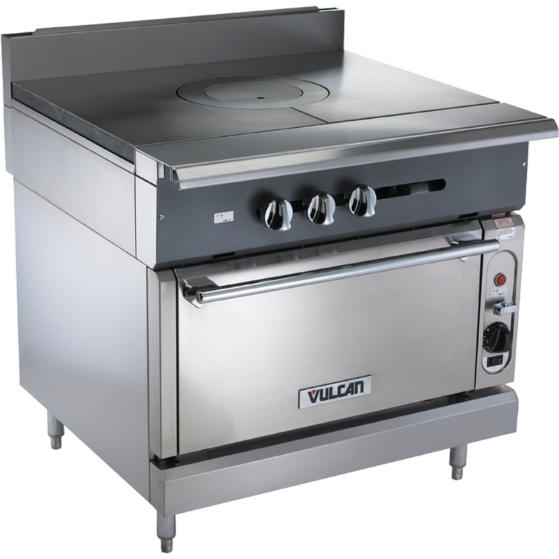 Vulcan V1FT36C V Series Heavy Duty Natural Gas Modular French Top Range & Convection Oven 36" - 77,000 BTU