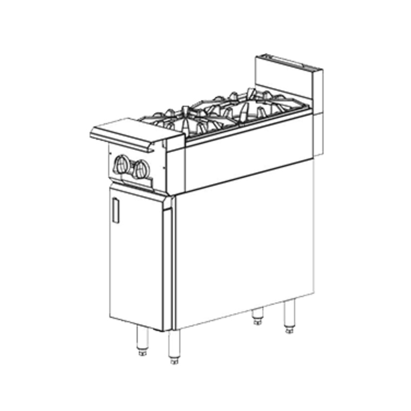 Vulcan V2B12B V Series Heavy Duty Natural Gas Range w/ 2 Modular Open Burners & Cabinet Base 12" - 70,000 BTU