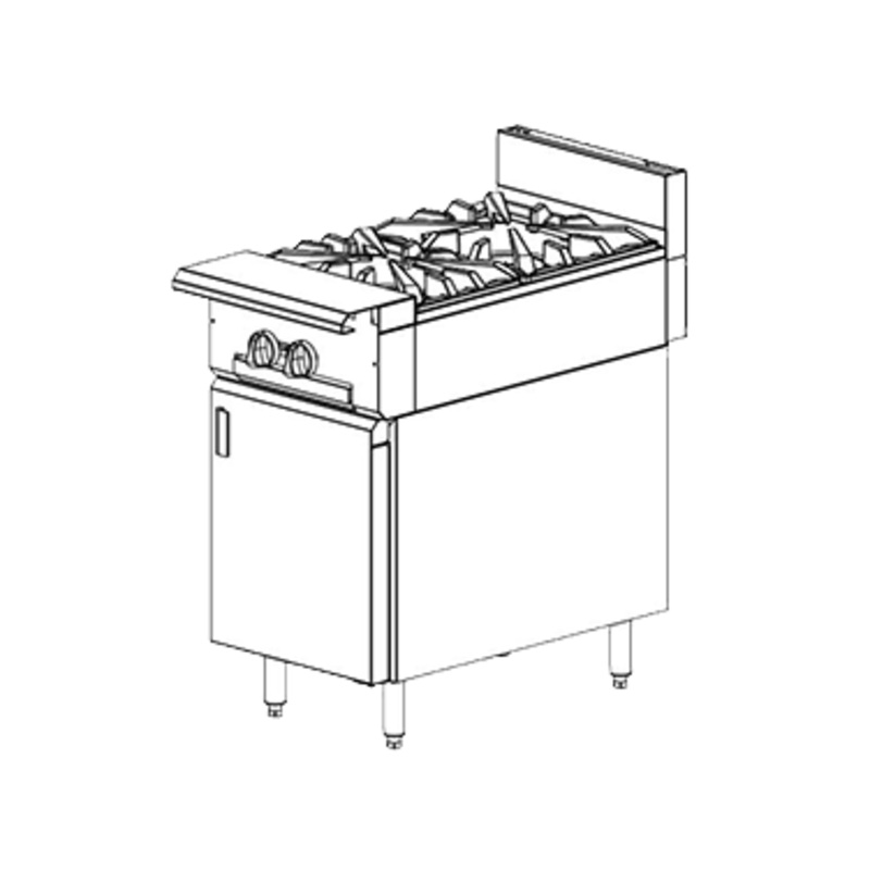 Vulcan V2B18 V Series Heavy Duty Gas Modular Range 2 Open Burners 18" - 70,000 BTU