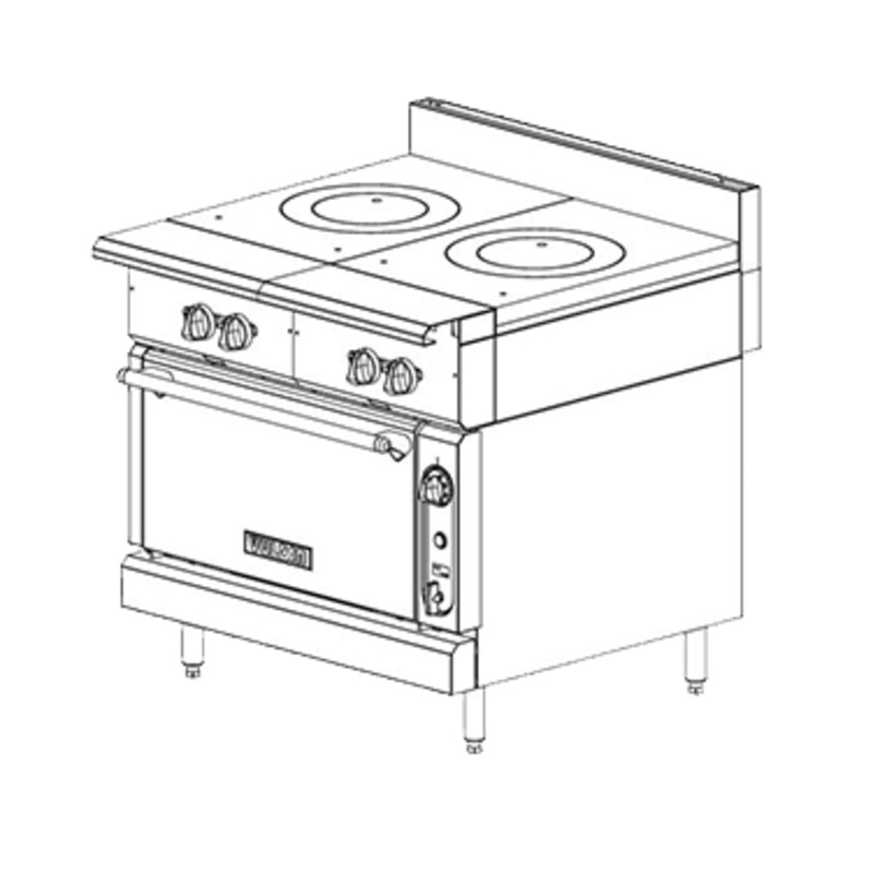 Vulcan V2FT36B V Series Heavy Duty Natural Gas Modular Range w/ 2 French Plates & Cabinet Base 36" - 50,000 BTU