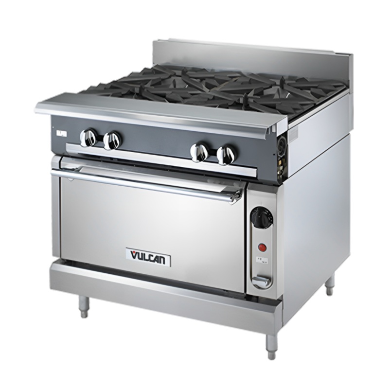 Vulcan V4B24B V Series Heavy Duty Natural Gas Range w/ 4 Burners & Cabinet Base 24" - 140,000 BTU