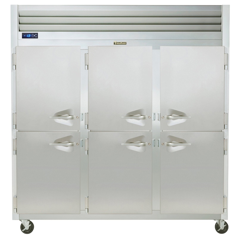 Traulsen G31001 3-Section Left/Left/Right Hinged 6 Solid Half Door Reach-In Storage Freezer 76" - 69.1 Cu. Ft.