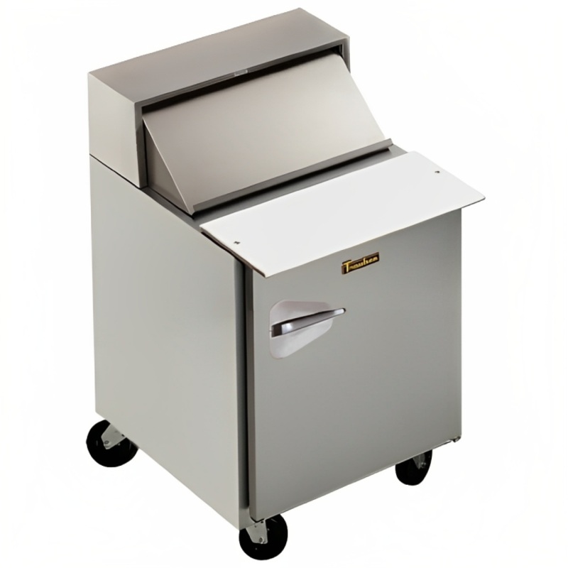 Traulsen UPT279-L 1-Section 1 Left Hinged Door Refrigerated Salad/Sandwich Prep Table with Roll-Top Lid 27" - Holds (9) 1/6 Size Pans - 7.7 cu. ft. - 115v