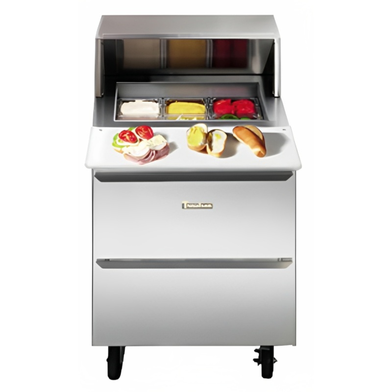 Traulsen UPT3212-D 1-Section 2 Drawer Refrigerated Salad/Sandwich Prep Table with Roll-Top Lid 27" - Holds (12) 1/6 Size Pans - 9.3 cu. ft. - 115v