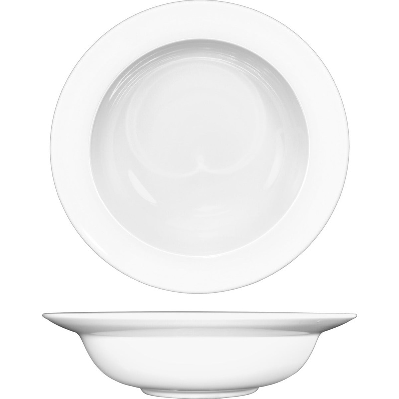 International Tableware BL-115 C15 Bristol Bright White Rolled Edge China Pasta Bowl 32 oz. - 12/Case