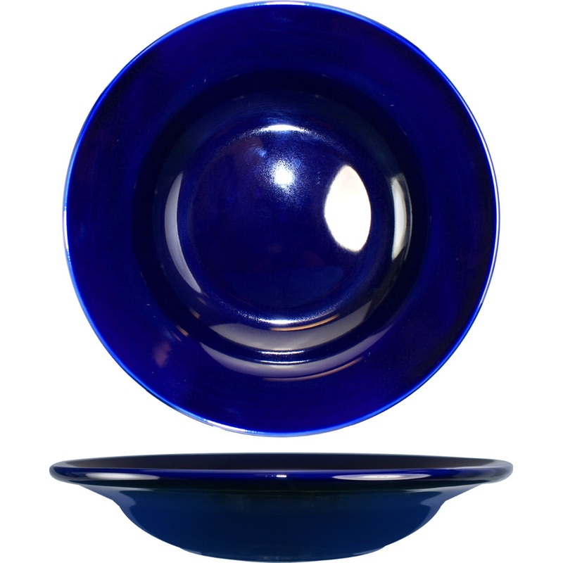 International Tableware CA-3-CB Cancun Cobalt Blue Rolled Edge Deep Rim China Soup Bowl 12 oz. - 24/Case