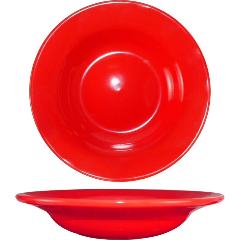 International Tableware CA-3-CR Cancun Crimson Red Rolled Edge Deep Rim China Soup Bowl 12 oz. - 24/Case