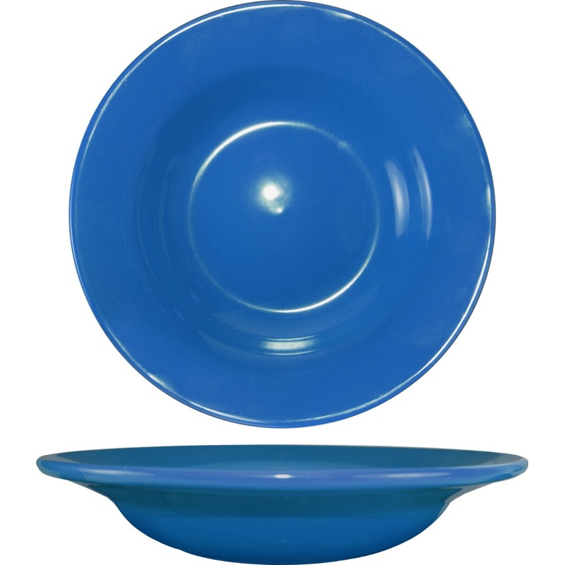 International Tableware CA-3-LB Cancun Light Blue Rolled Edge Deep Rim China Soup Bowl 12 oz. - 24/Case