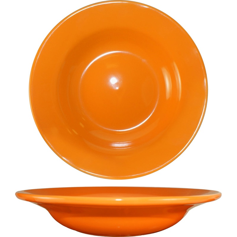 International Tableware CA-3-O Cancun Orange Rolled Edge Deep Rim China Soup Bowl 12 oz. - 24/Case