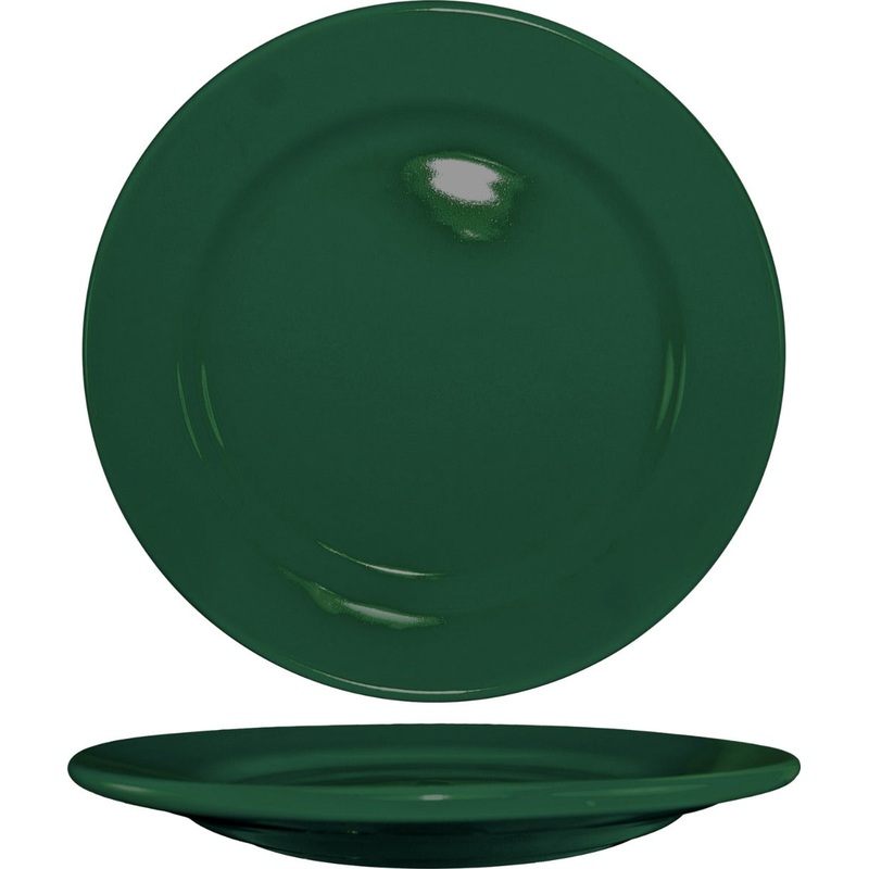 International Tableware CA-7-G Cancun Green Rolled Edge China Plate 7-1/8" Dia. - 36/cs