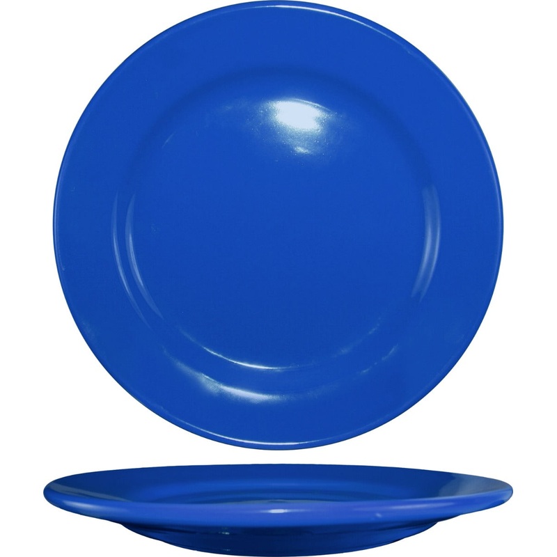 International Tableware CA-7-LB Cancun Light Blue Rolled Edge China Plate 7-1/8" Dia. - 36/cs