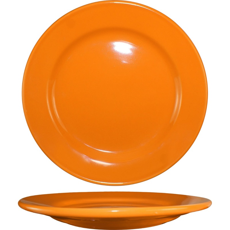 International Tableware CA-7-O Cancun Orange Rolled Edge China Plate 7-1/8" Dia. - 36/cs