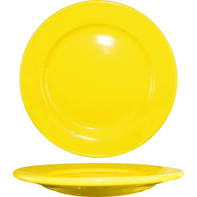 International Tableware CA-7-Y Cancun Yellow Rolled Edge China Plate 7-1/8" Dia. - 36/cs