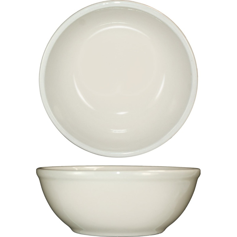 International Tableware RO-15 Roma American White Rolled Edge China Oatmeal / Nappie Bowl 4-1/2 oz. - 36/Case