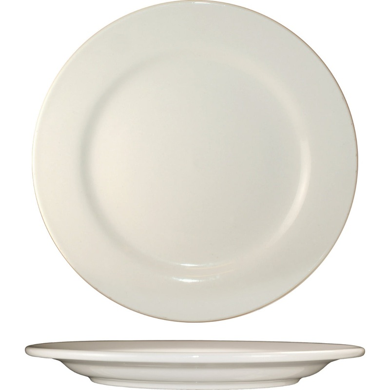 International Tableware RO-8 Roma American White Rolled Edge China Plate 9" Dia. - 24/cs