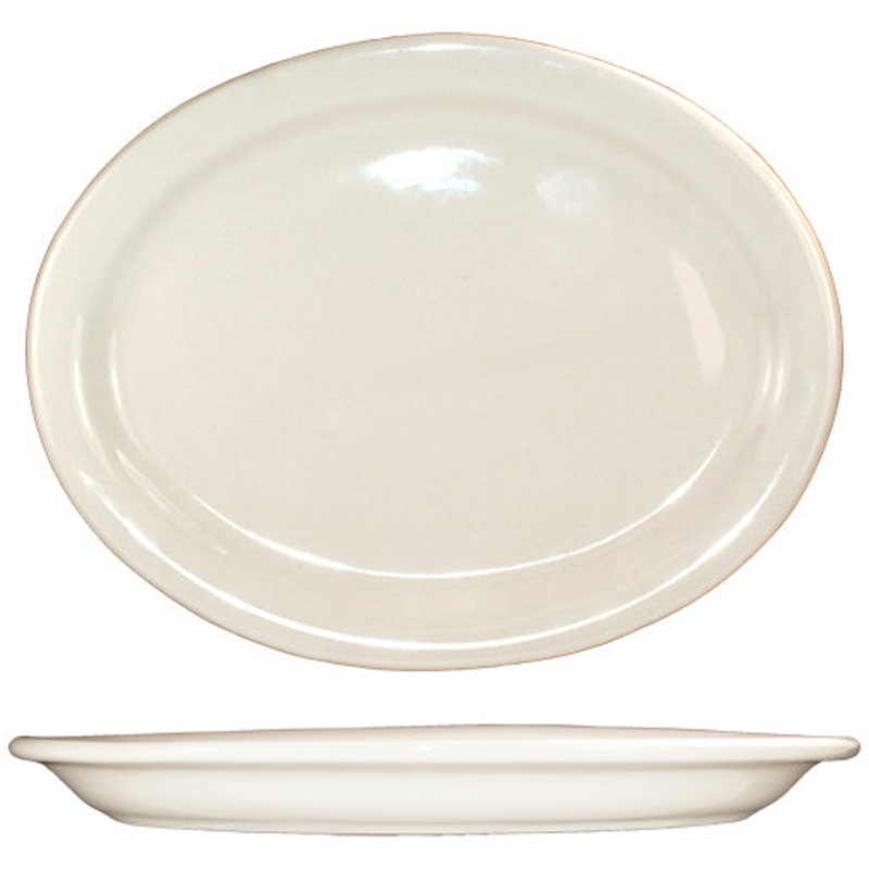 International Tableware VA-13 Valencia American White Narrow Rim Oval China Platter 11-1/2" x 9-1/4" - 12/cs