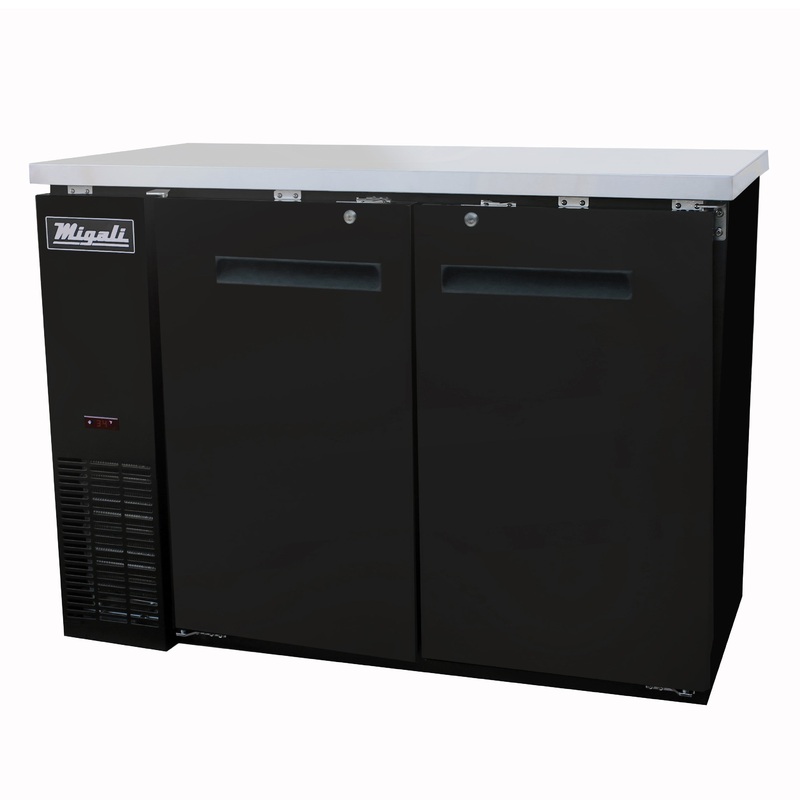 Migali C-BB48-HC Competitor Series Back Bar Cooler Black 2 Solid Door Refrigerator w/R290 48" -  (2) 1/2 Keg Capacity