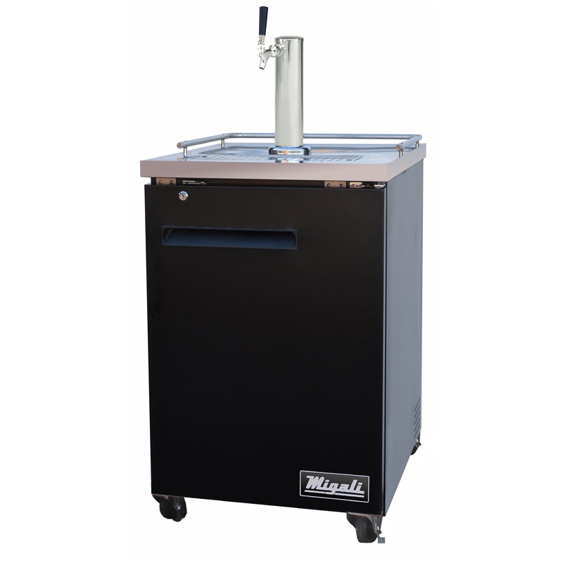 Migali C-DD23-1-HC Competitor Series Black 1 Door 1 Single Tap Direct Draw Beer Cooler 23" - (1) 1/2 Keg Capacity