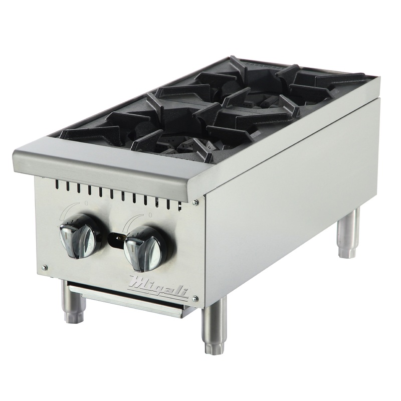 Migali C-HP-2-12 Competitor Series Countertop 2 Burner Gas Hot Plate 12" - NG - 50,000 BTU