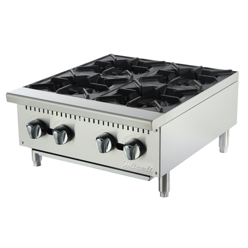 Migali C-HP-4-24 Competitor Series Countertop 4 Burner Gas Hot Plate 24" - NG - 100,000 BTU