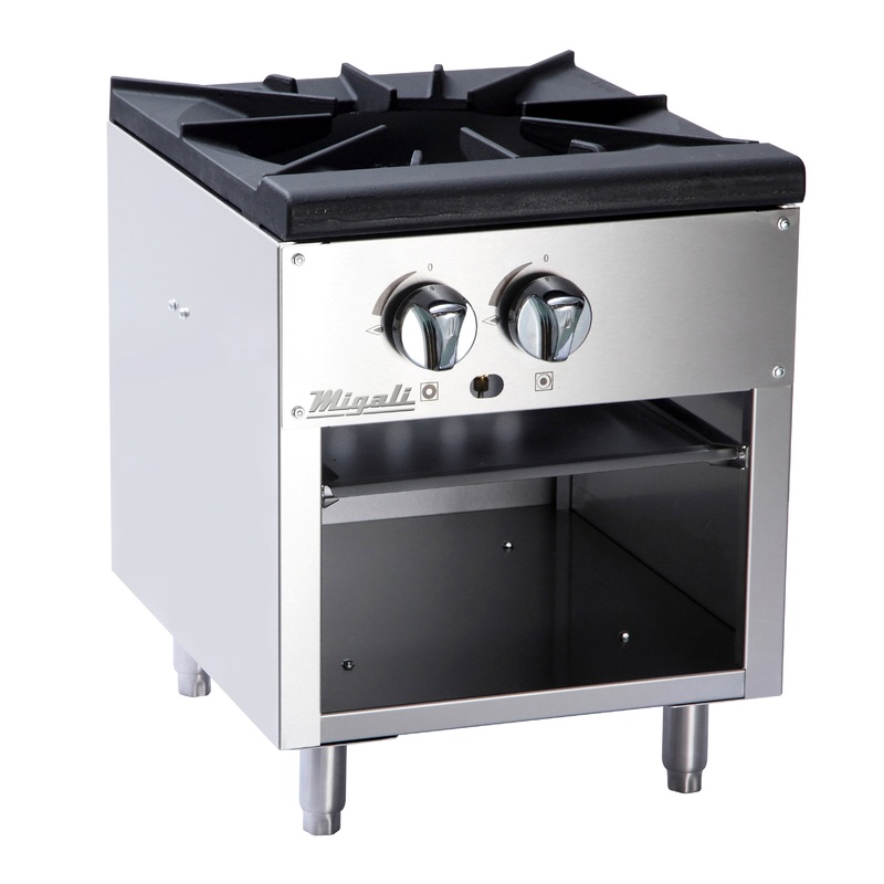 Migali C-SPS-1-18 Competitor Series Countertop 2 Burner Gas Stock Pot Range 18" - NG - 80,000 BTU