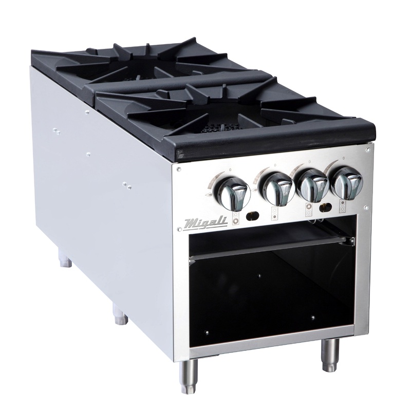 Migali C-SPS-2-18 Competitor Series Countertop 4 Burner Gas Stock Pot Range 18" - NG - 160,000 BTU
