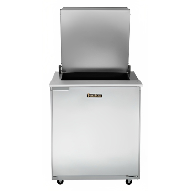 Traulsen UST2312-R 1-Section Right Hinged 1 Door Refrigerated Salad/Sandwich Prep Table with Low Profile Flat Lid 32" - Holds (12) 1/6 Size Pans - 8.8 cu. ft. - 115v