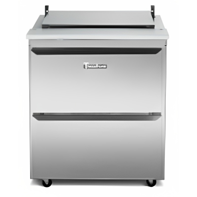 Traulsen UST276-L 1-Section Left Hinged 1 Door Refrigerated Salad/Sandwich Prep Table with Low Profile Flat Lid 27" - Holds (6) 1/6 Size Pans - 7.7 cu. ft. - 115v