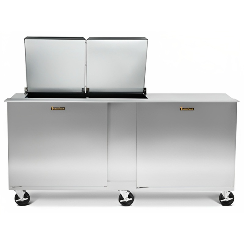 Traulsen UST7224-DD 2-Section 4 Drawer Refrigerated Salad/Sandwich Prep Table with Low Profile Flat Lid 72" - Holds (24) 1/6 Size Pans - 20 cu. ft. - 115v