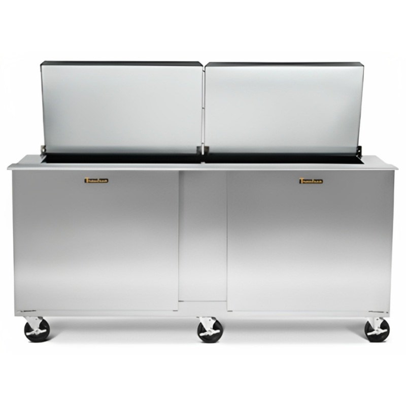 Traulsen UST7230-LR 2-Section Left/Right Hinged 2 Door Refrigerated Salad/Sandwich Prep Table with Low Profile Flat Lid 72" - Holds (30) 1/6 Size Pans - 20 cu. ft. - 115v