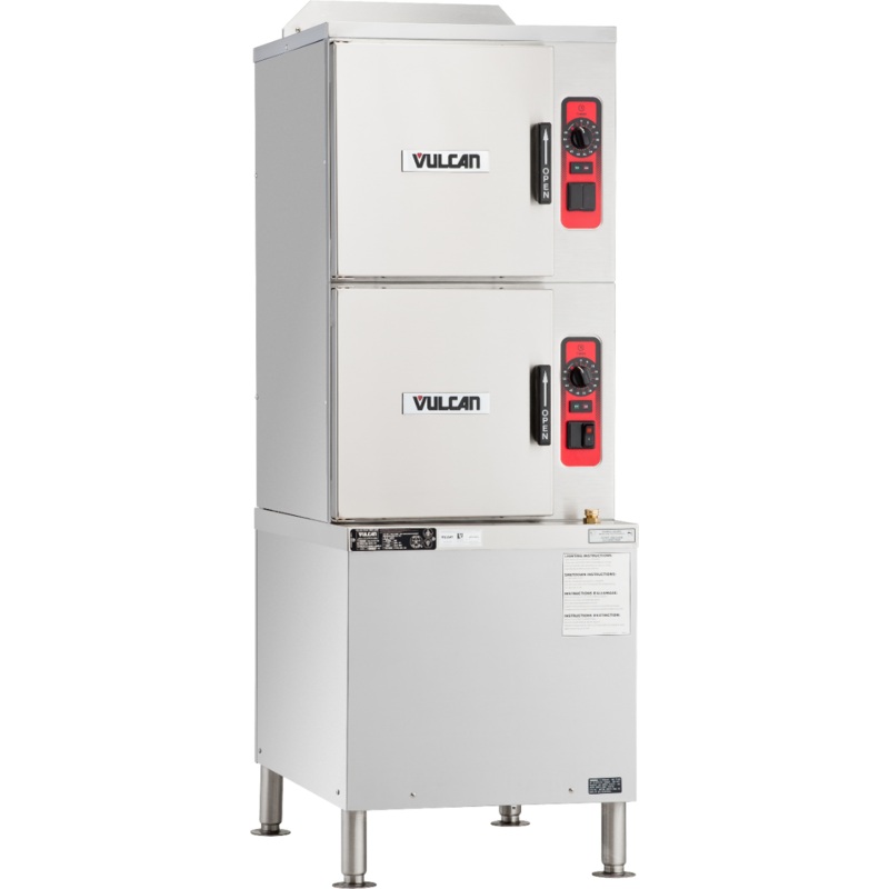 Vulcan C24GA6-NG 2-Compartment Natural Gas Convection Steamer with Basic Controls on Cabinet Base - 6 Pan/cap - 125,000 BTU