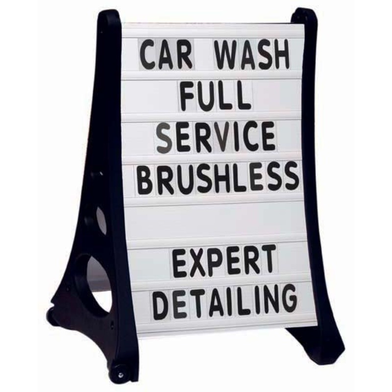 AARCO RAF-1 Roll A-Frame Two Sided Sidewalk Sign with White Letterboard and Characters 24" x 36"