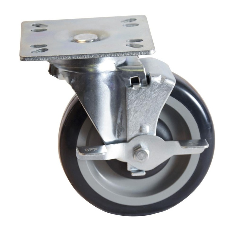BK Resources 5SBR-UP3-PLY-TLB-PS4 Equipment Caster Kit - Swivel Plate Caster w/ Brake 5" - 4/pc