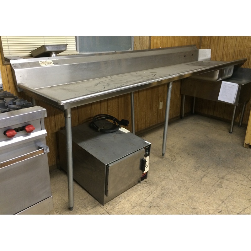 Clearance Advance Tabco DTS-S30-120L Spec-Line Stainless Steel Straight Soil Dishtable with Pre-Rinse Sink - Left-to-Right