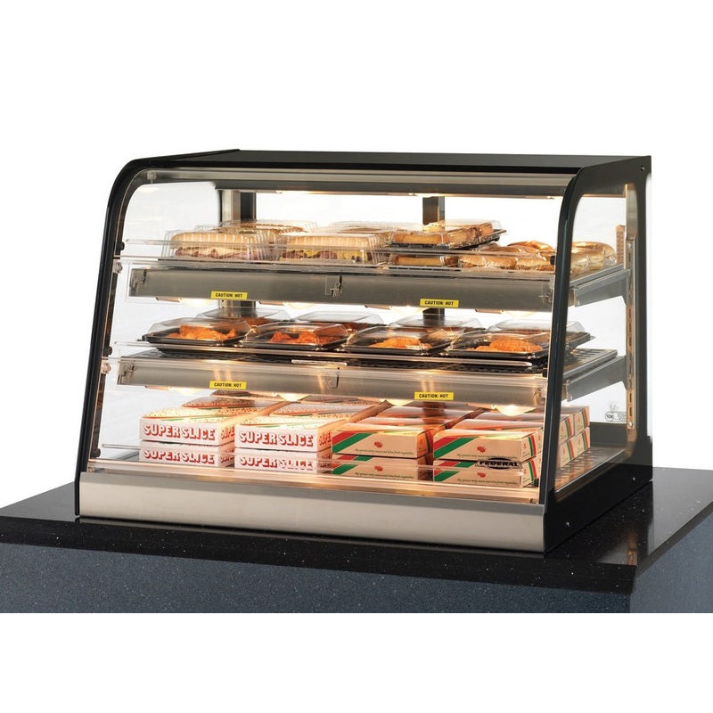 Clearance Federal Industries CH3628SSD Signature Series Curved Glass Self-Serve Heated Display Case Merchandiser 35" - 9.25 cu.ft.