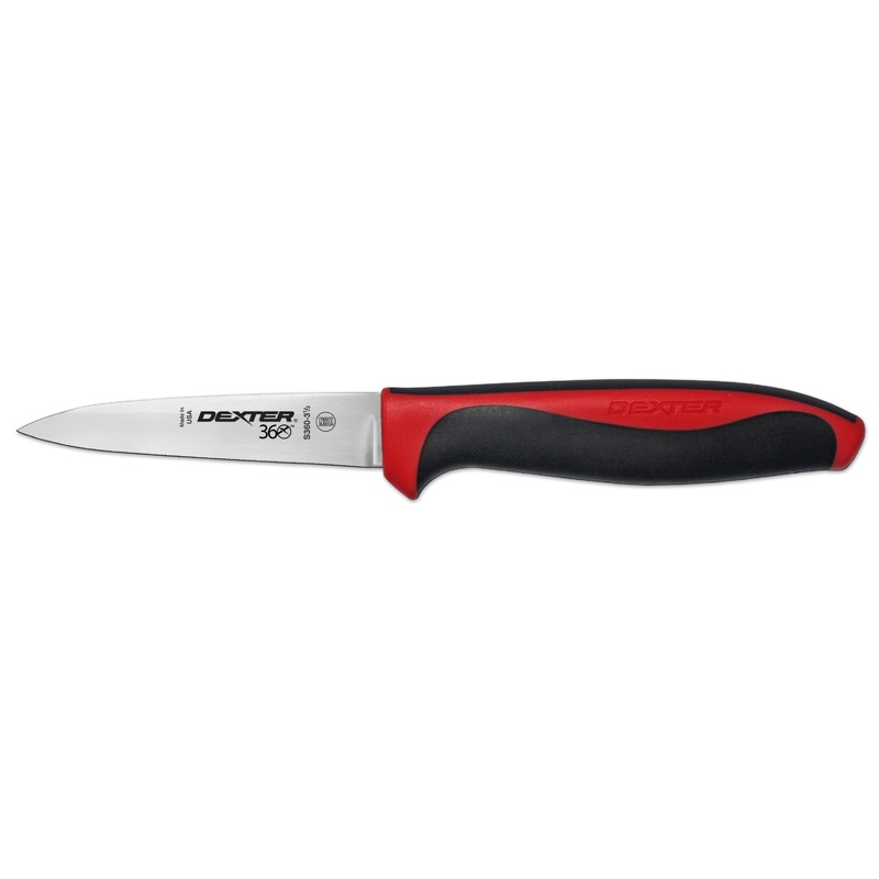 Dexter-Russell S360-3-1/2R-PCP Dexter 360 Paring Knife with Black/Red Handle 3-1/2"