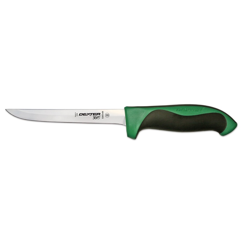 Dexter-Russell S360-6NG-PCP Dexter 360 Narrow Boning Knife with Black/Green Handle 6"