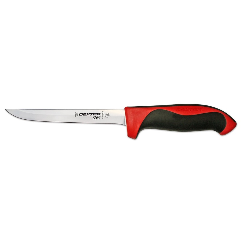 Dexter-Russell S360-6NR-PCP Dexter 360 Narrow Boning Knife with Black/Red Handle 6"