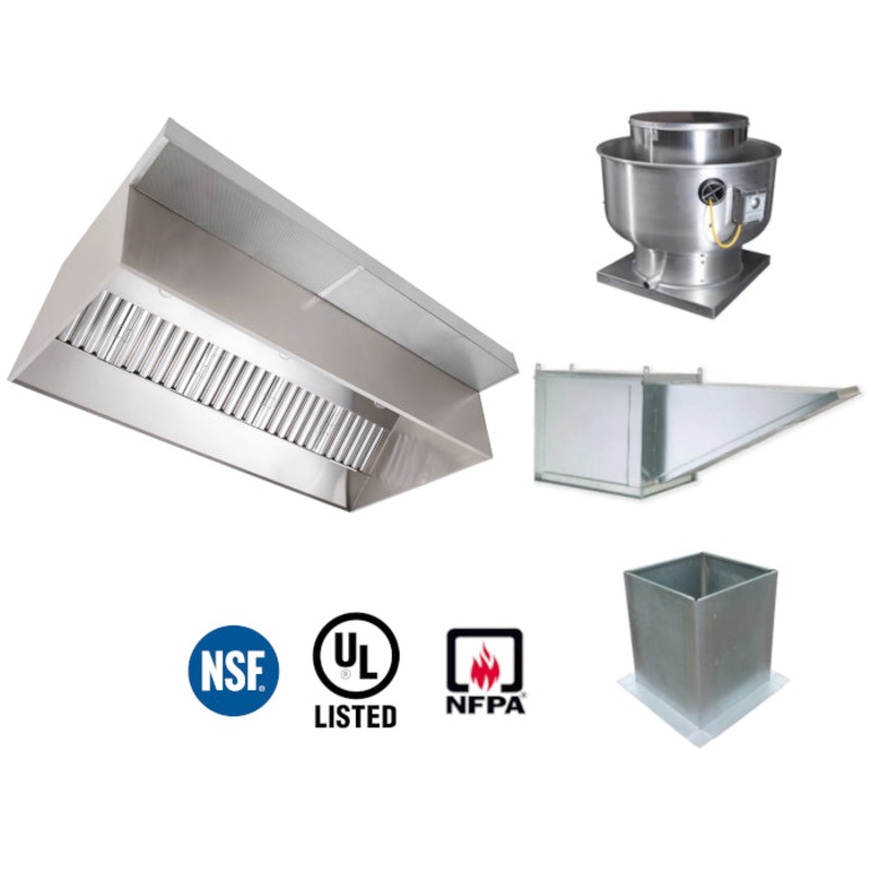 EconAir ECONVH13-PFF KIT 13' Canopy Vent Hood with Plenum, Exhaust Fan, and Make-up Air Fan
