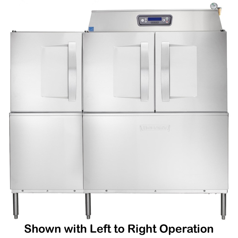 Hobart CLPS66EN-BAS+BUILDUP 1-Tank High Temp Conveyor Dishwasher with Power Scrapper - 202 racks/hr - 208v/3, 15 kW