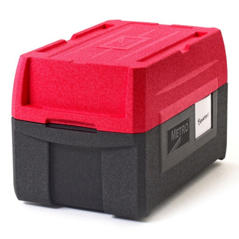 Metro ML180XL Mightylite BigBoy Top Loading Full Size Multi-Purpose Insulated Food Carrier / Cooler / Server 62 qt. - Black/Red - (5) pan capacity