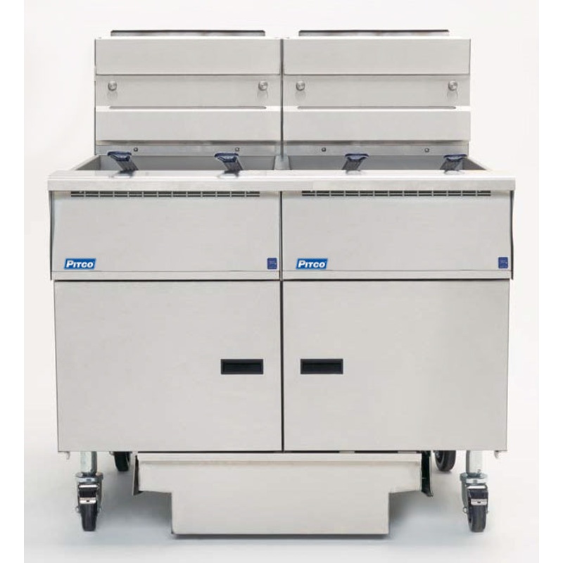 Pitco SE18RS-2FD-SSTC Solstice 2 Bank Floor Electric Fryer with Solid State Controls and Under-Fryer Drawer Filtration 140-180 lb./cap - 208v/3-ph, 44kW