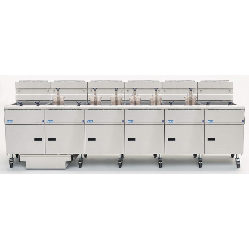 Pitco SE18RS-6FD-SSTC Solstice 6 Bank Floor Electric Fryer with Solid State Controls and Under-Fryer Drawer Filtration 420-540 lb./cap - 208v/3-ph, 132kW